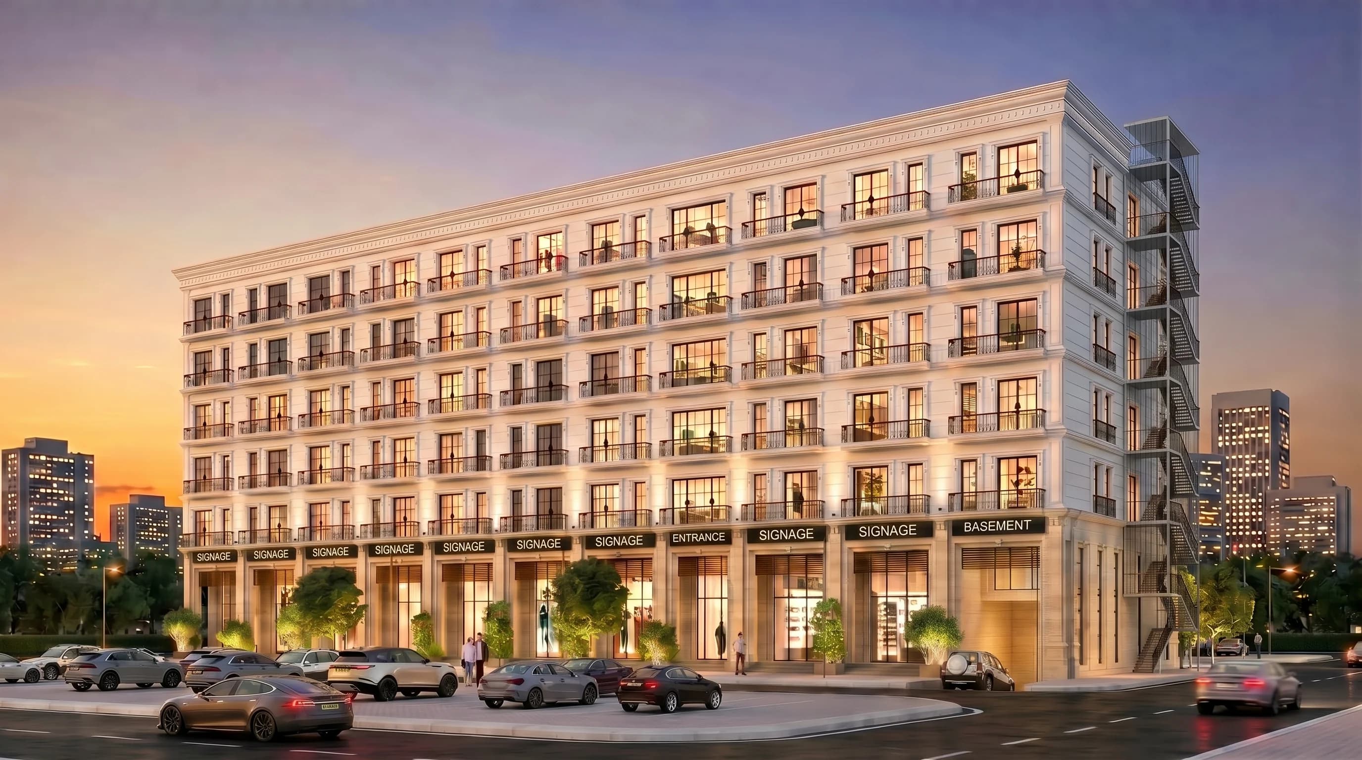 SBD Commercial Avenue Building Sunset Render